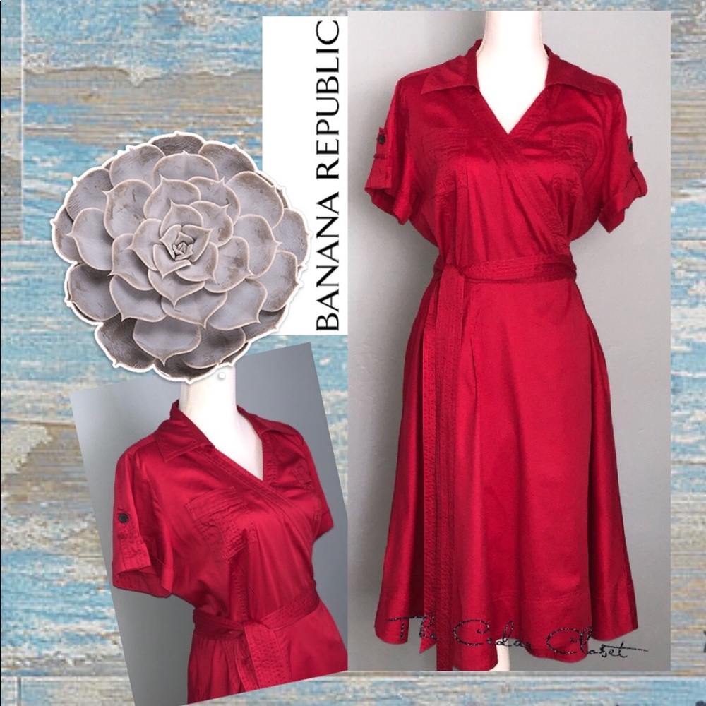 BANANA REPUBLIC Red wrap dress sz 14